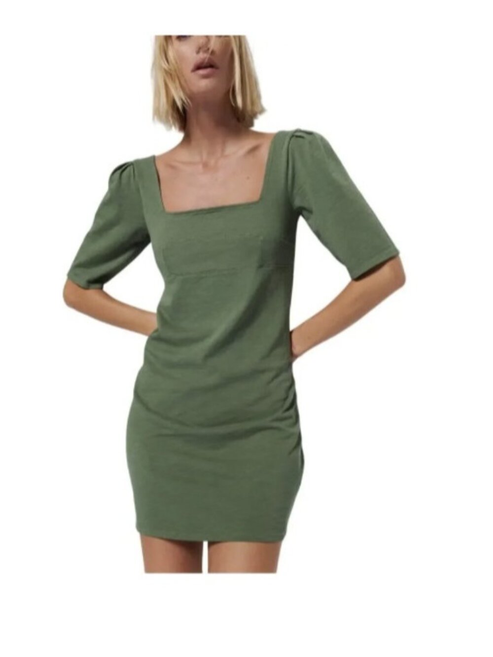Nation Ltd Square Neck Mini Dress Guacamole ( M )